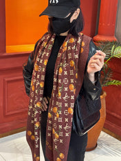 LV SCARF 140 CM IN WOOL MIX SILK 737266