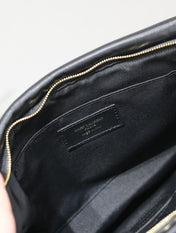 CALYPSO LARGE POUCH 30 IN BLACK SMOOTH LAMBSKIN