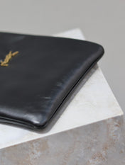 CALYPSO LARGE POUCH 30 IN BLACK SMOOTH LAMBSKIN