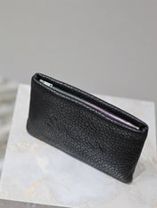 POUCH WITH ELEPHANT TEXTURE 23 IN BLACK LAMBSKIN LOGO EMBOSSED