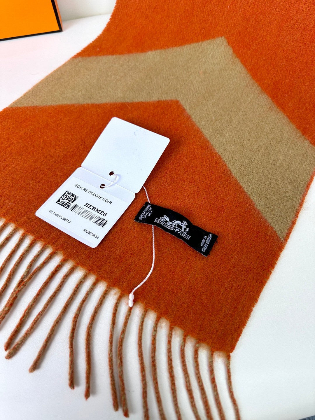 SCARF 190 CM IN RUST ORANGE MIX LIGHT YELLOW CASHMERE 370396