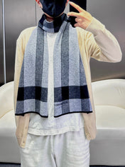 SCARF 180 CM IN LIGHT GRAY MIX BLACK CASHMERE 403870