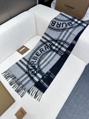 SCARF 180 CM IN BLACK AND LIGHT GRAY CASHMERE  407242
