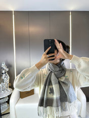 SCARF 180 CM IN SMOKE GRAY MIX WHITE CASHMERE 408504