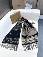 REVERSIBLE EKD SCARF 210 CM IN BLACK MIX CAMEL BEIGE CASHMERE 410182