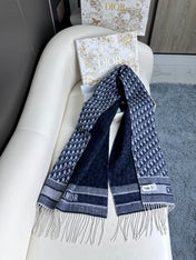 SCARF IN NAVY BLUE MONOGRAM CASHMERE 413719
