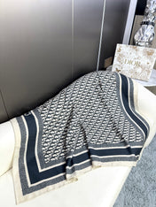 MONOGRAM SQUARE SCARF 140 CM IN BLACK MIX WHITE  CASHMERE AND SILK 413742