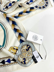 HERMES 26S PRINTED SQUARE SCARF 135 IN CASHMERE AND SILK 309424