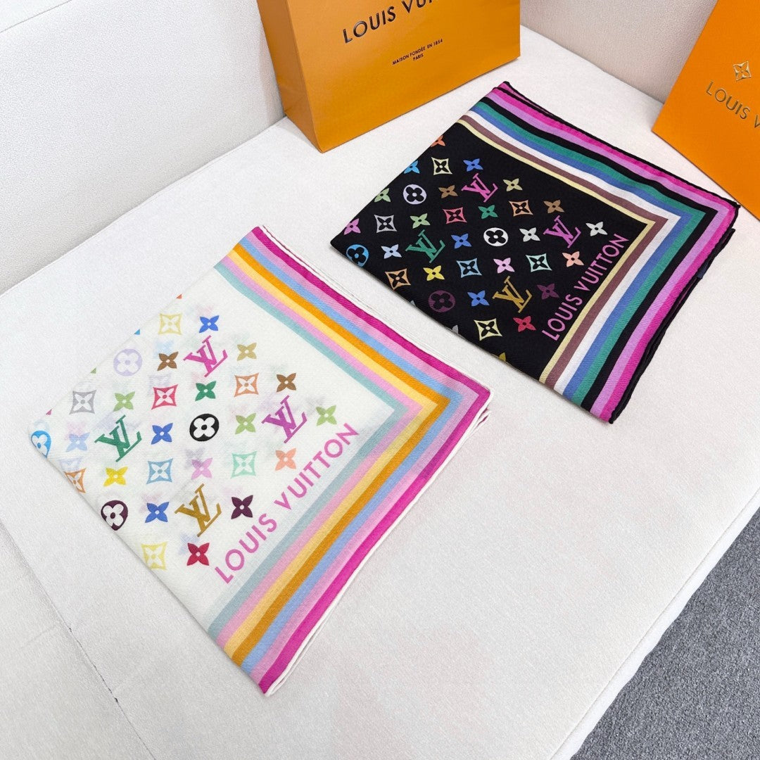 LV SCARF 134 CM IN WOOL MIX SILK 703624