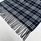 BURBERRY 26S REVERSIBLE CHECK FRINGED CAPE 150CM IN CASHMERE 309446