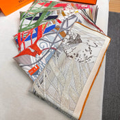 HERMES 26S PRINTED SQUARE SCARF 88 IN SILK 309442
