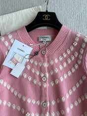 Chanel 25P Cardigan Pink Mix White Cashmere 229516