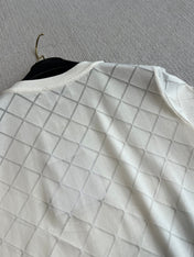 CHANEL WHITE SHORT-SLEEVE EMBELLISHED T-SHIRT
