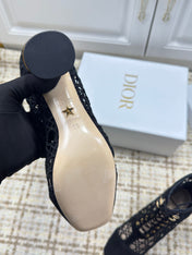 DIOR 26S LACE UP ANKLE BOOTS 80MM IN BLACK OPENWORK LACE SUEDE GOLD HEEL