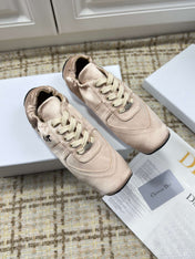 DIOR 26S LOW TOP SNEAKERS IN LIGHT PINK SATIN DIOR LOGO