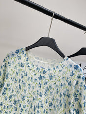 LOEWE SHORT-SLEEVE SWEATER WITH FLORAL KNIT 275922