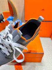 DEPART SLIP-ON SNEAKER IN MOUSE GRAY KNIT AND CALFSKIN