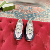GG RHYTON TRAINER CHARCOAL AND WHITE CALFSKIN