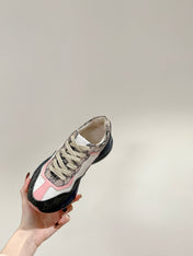 GG RHYTON TRAINER CHARCOAL AND WHITE CALFSKIN