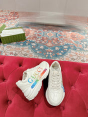GG RHYTON TRAINER WHITE CALFSKIN WITH MULTI PATTERNS