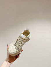 GG RHYTON LOGO TRAINER WHITE CALFSKIN