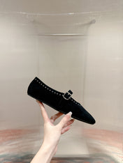 ALAIA MARY JANE IN BLACK SUEDE WITH SILVER HARDWARE