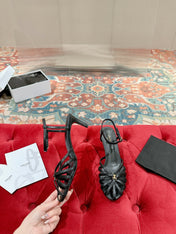 TRIOMPHE SANDAL 85 MM IN BLACK LAMBSKIN