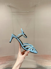 TRIOMPHE SANDAL 85 MM IN POWDER BLUE LAMBSKIN