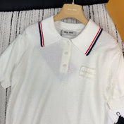 MIUMIU BUTTON-UP KNIT SWEATER WITH LAPEL COLLAR 268101