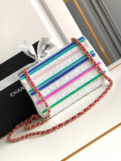 MINI 20 CLASSIC HANDBAG IN WHITE EMBROIDERED TWEED SEQUINS