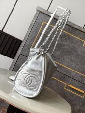 CHANEL 25S HOBO BAG 30 CM IN SILVER SMOOTH CALFSKIN
