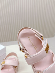 DIOR BACK-STRAP SANDALS 25S IN PASTEL PINK CALFSKIN WITH GOLD HARDWARE
