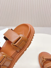 DIOR BACK-STRAP SANDALS 25S IN BRICK BROWN CALFSKIN WITH SILVER HARDWARE