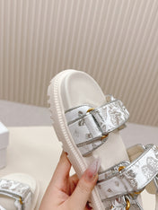 DIOR BACK-STRAP SANDALS 25S IN CREAM WHITE AND SILVER CALFSKIN WITH BUTTERFLY MOTIF