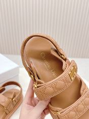 DIOR BACK-STRAP SANDALS 25S IN BROWN CALFSKIN