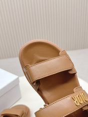 DIOR BACK-STRAP SANDALS 25S IN BROWN CALFSKIN WITH GOLD HARDWARE