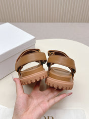 DIOR BACK-STRAP SANDALS 25S IN BROWN CALFSKIN WITH GOLD HARDWARE
