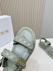 DIOR BACK-STRAP SANDALS 25S IN PALE TEAL GRAY CALFSKIN