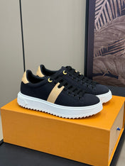 LV TIME OUT SNEAKER IN BLACK MIX MACAROON GOLD CANVAS