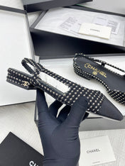 CC SLINGBACK 25S 25 MM IN BLACK TWEED AND FABRIC