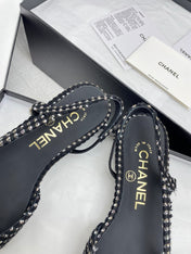 CC SLINGBACK 25S 25 MM IN BLACK TWEED AND FABRIC