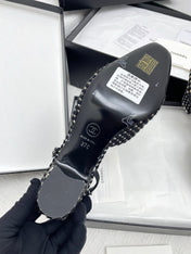 CC SLINGBACK 25S 65 MM IN BLACK TWEED AND FABRIC