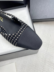 CC SLINGBACK 25S 65 MM IN BLACK TWEED AND FABRIC