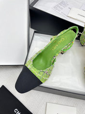 CC SLINGBACK 25S 65 MM IN GREEN FABRIC MIX TWEED