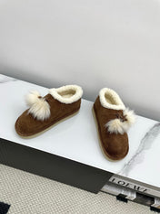 MIUMIU 26S ANKLE SHEARLING BOOTS IN DARK BROWN SUEDE