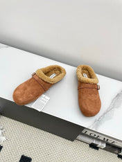 ALAIA 26S MULE IN BROWN SUEDE AND WOOL