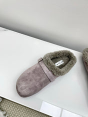 ALAIA 26S MULE IN PINKISH GREY SUEDE AND WOOL