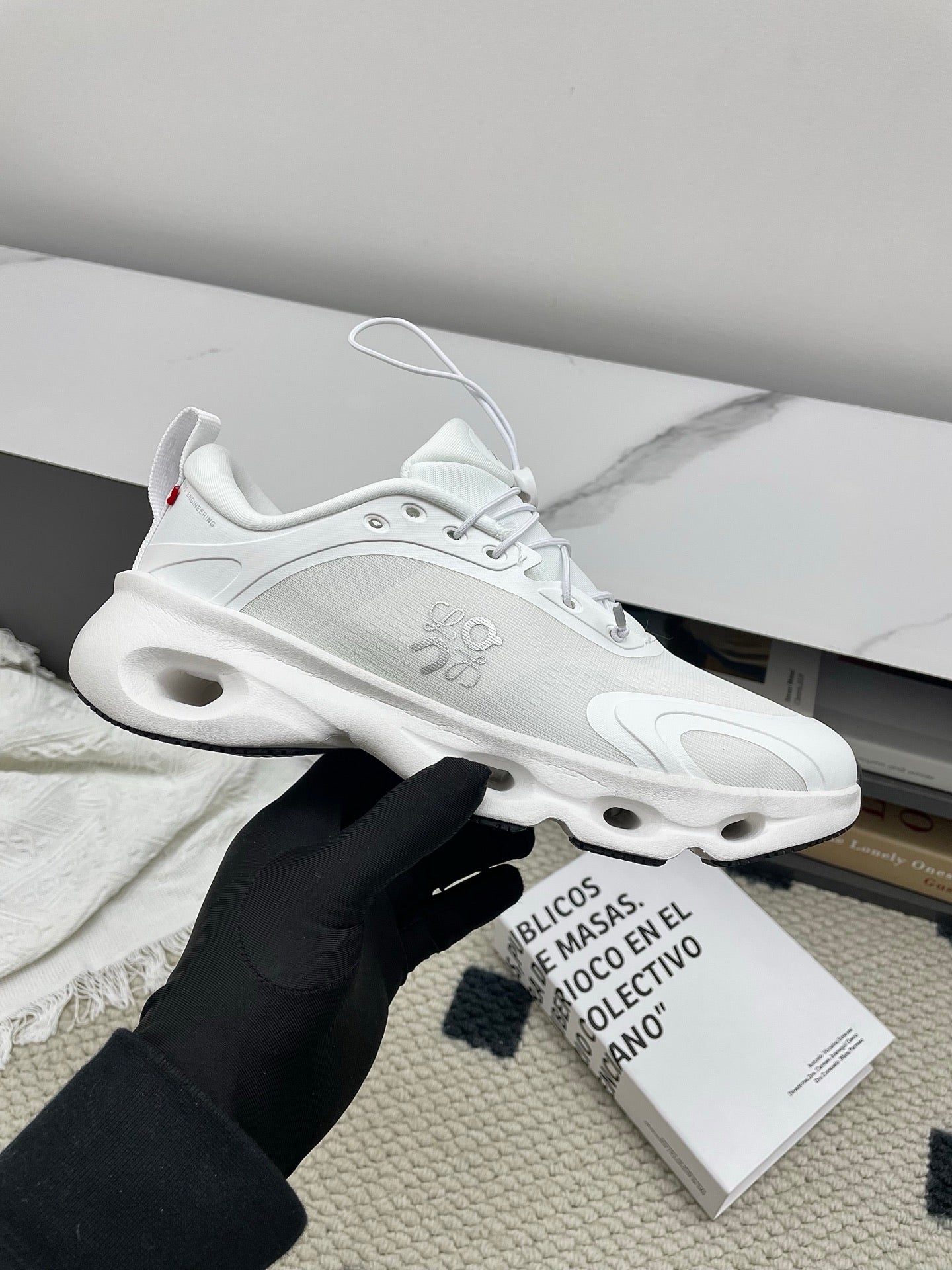 LOEWE 26S CLOUDSOLO SNEAKERS IN WHITE RECYCLED POLYESTER