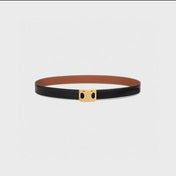 CL MEDIUM 25 MM REVERSIBLE FRAMED TRIOMPHE BELT BLACK AND BRONZE BROWN CALFSKIN GOLD HARDWARE