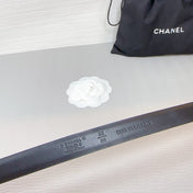 CC BELT 20 MM IN BLACK SMOOTH CALFSKIN SILVER HARDWARE ATTACH RHINSTONE